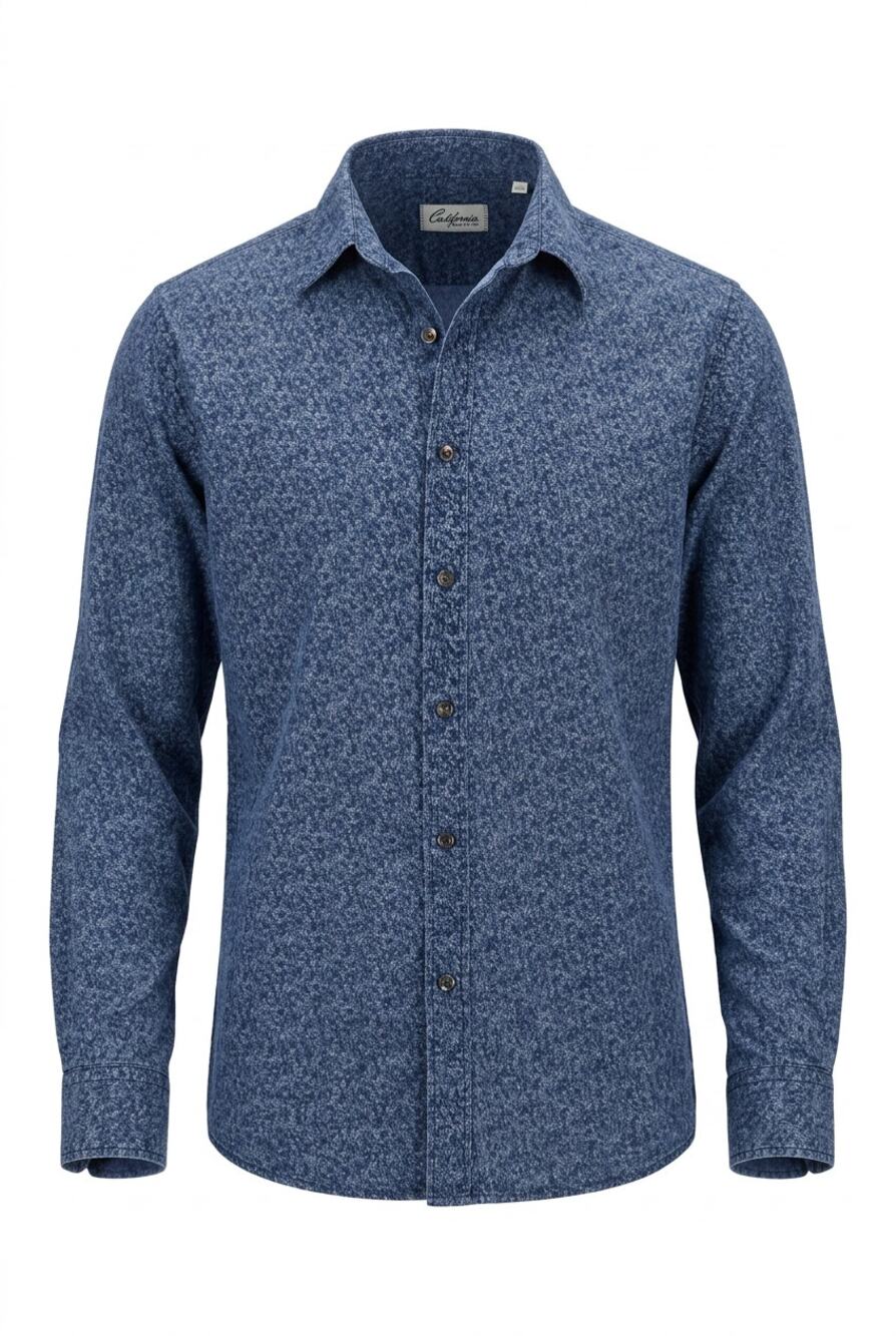 California Shirt Co 1976 Men Medium Blue Micro Floral Button Down Long Sleeve
